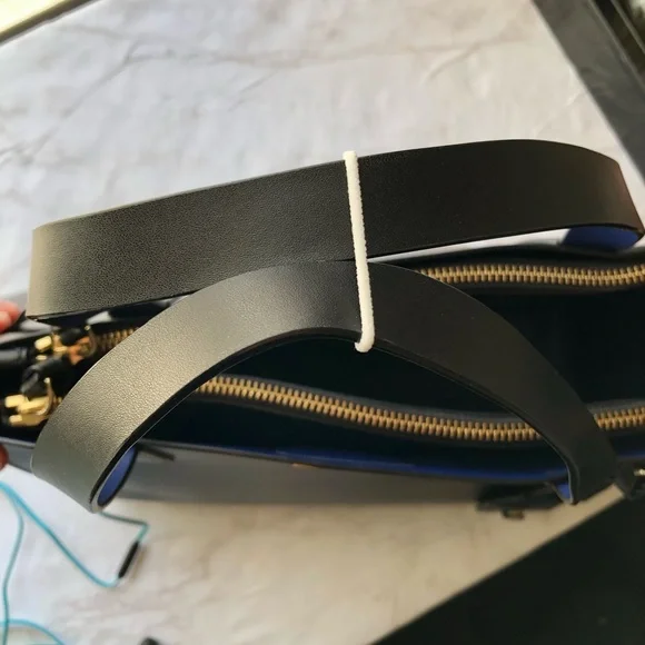 Kate Spade Black & Blue Top Handle Leather Tote Bag - Picture 15 of 16